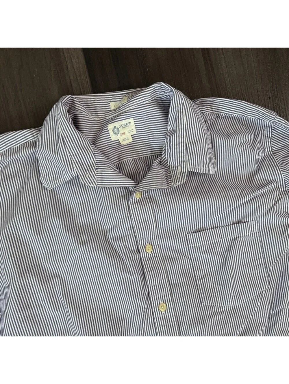 J.Crew Men's Sz Large Purple Striped 2-Ply Cotton Button Down Shirt Long Sleeve